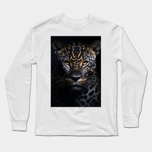 Mystical Black Leopard Gaze Long Sleeve T-Shirt